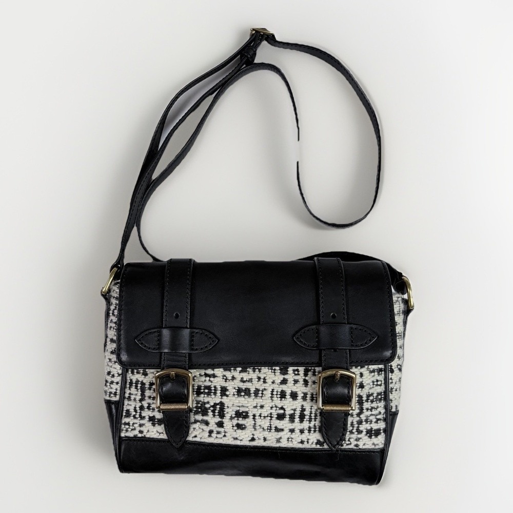 J.Crew Marlie Purse Tweed Wool Leather Magnetic Close Adjustable Strap Old Money